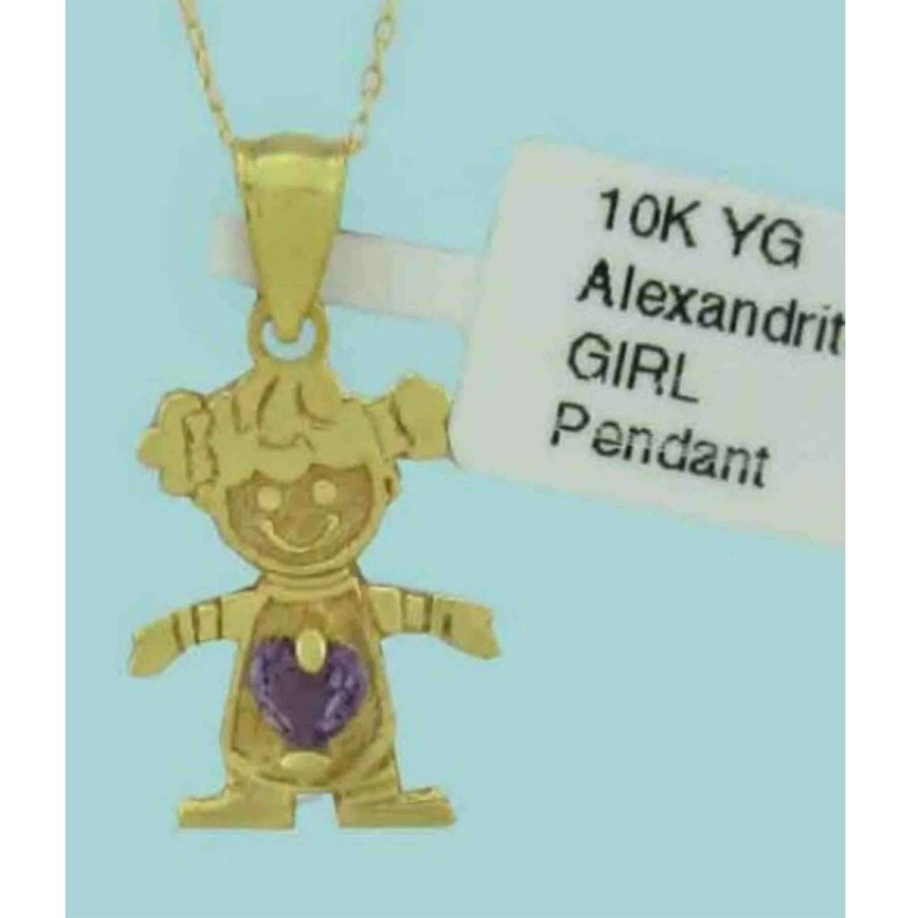 Lab Created Alexandrite Girl 3d Pendant 10k Gold